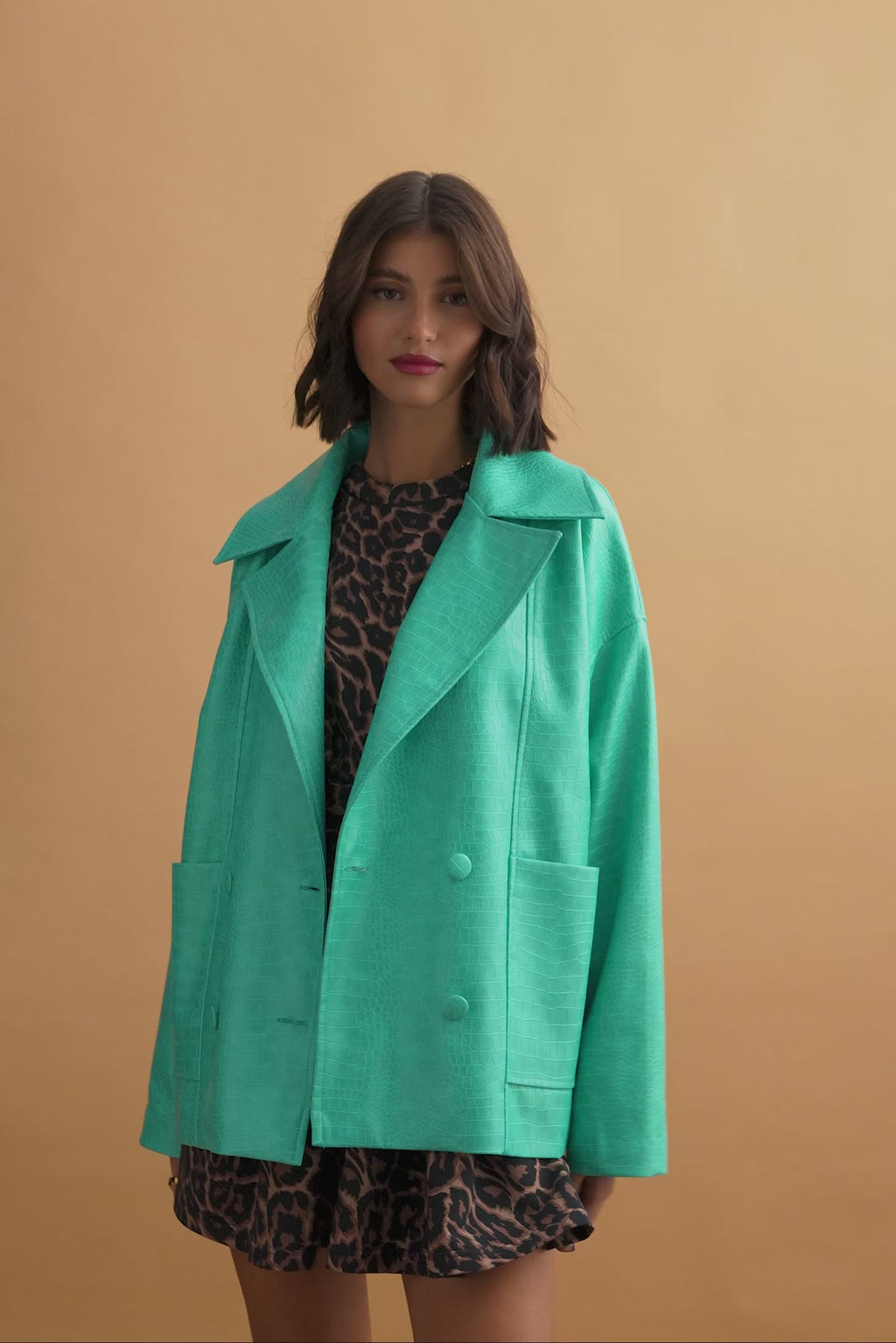 karavan clothing fashion well i did fall winter 24 25 selah blazer light green crocodile