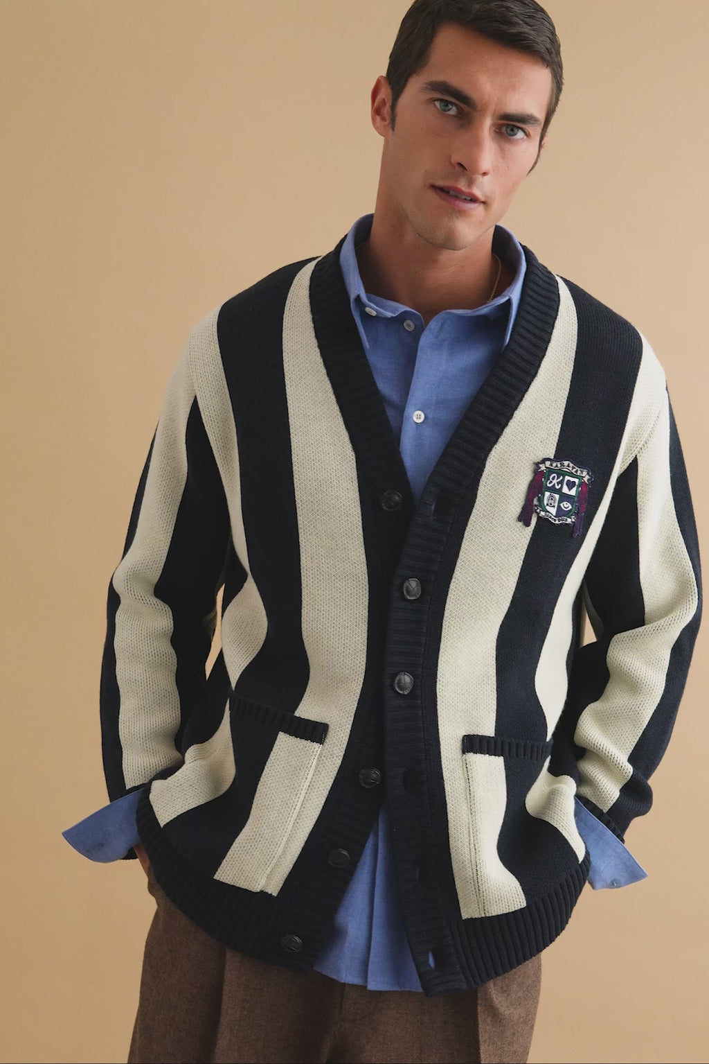 karavan clothing well i did fall winter 24 25 men collection pedri knitted cardigan dark blue