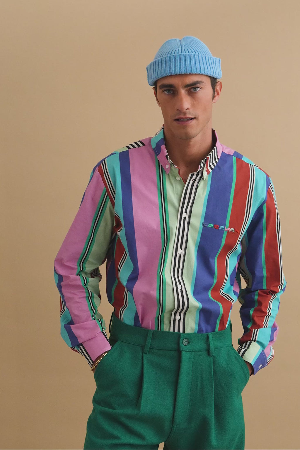 karavan clothing well i did fall winter 24 25 men collection robert shirt pink stripes