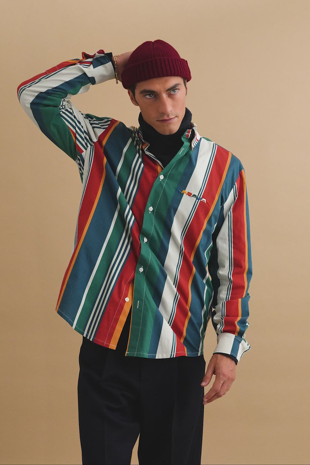 karavan clothing well i did fall winter 24 25 men collection robert shirt green stripes