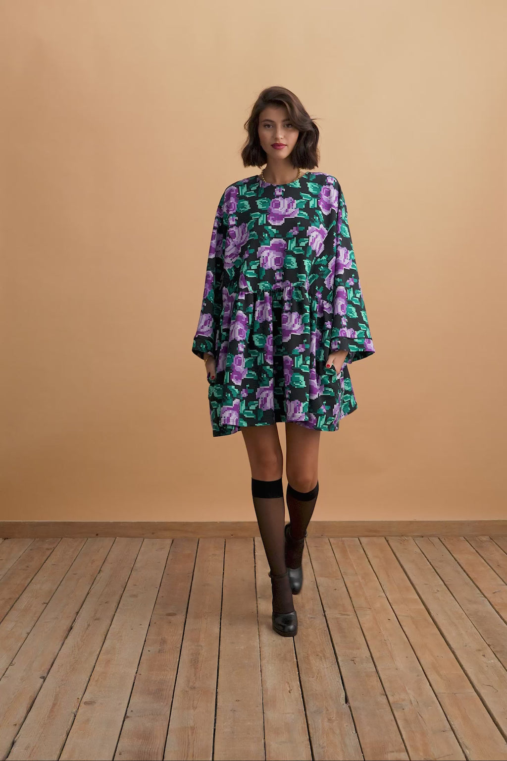 karavan clothing fashion well i did fall winter 24 25 hadley mini dress floral purple black