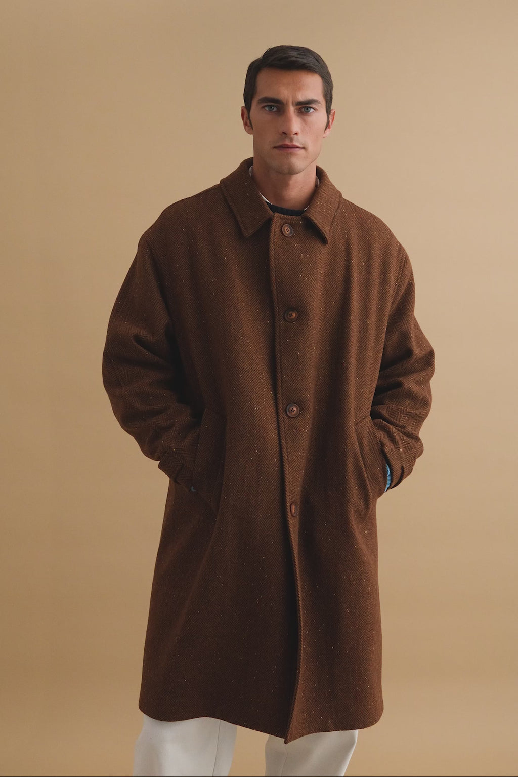 karavan clothing well i did fall winter 24 25 men collection lamine coat brown