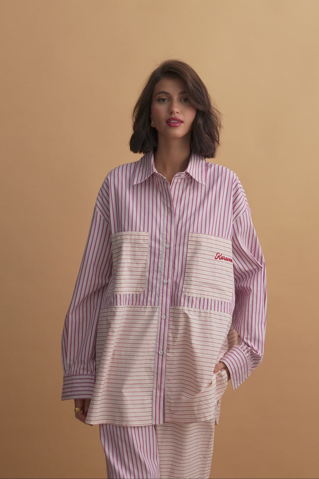 karavan clothing fashion well i did fall winter 24 25 nellie shirt bordeaux stripes