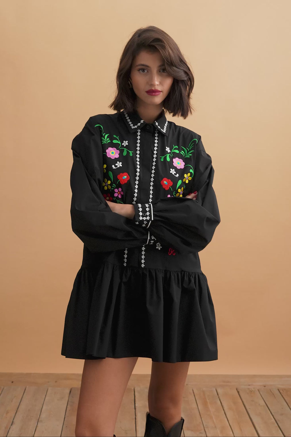 karavan clothing fashion KRVN well i did fall winter 24 25 christmas edition patricia mini dress black embroidery