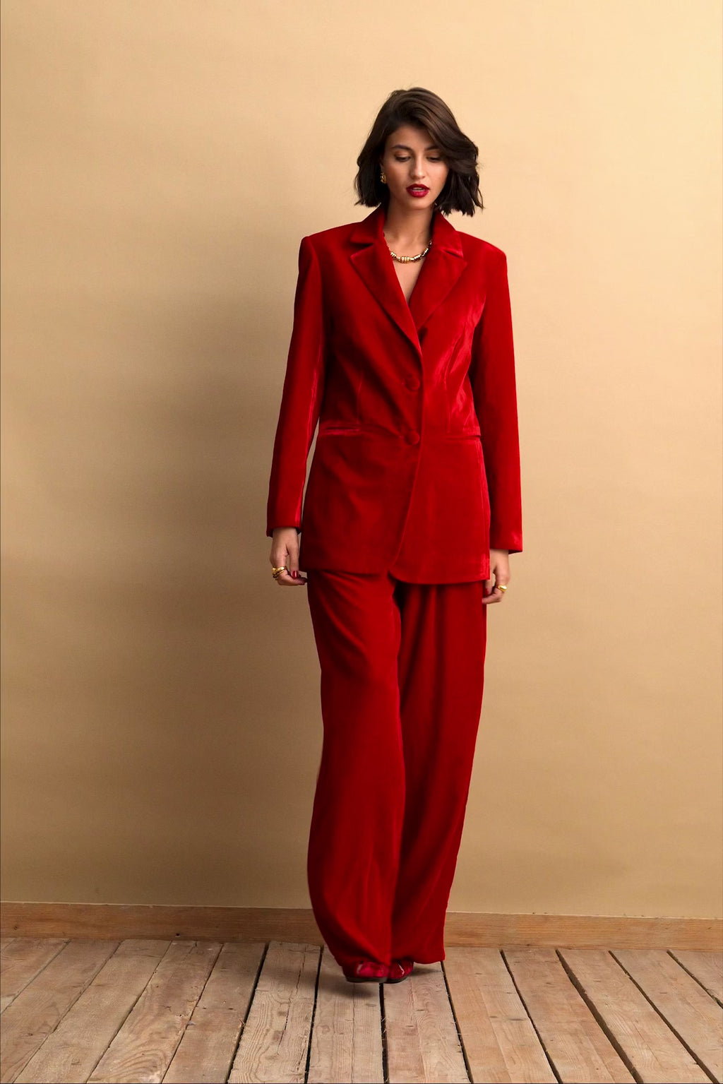 karavan clothing fashion KRVN well i did fall winter 24 25 christmas edition lauren trousers red