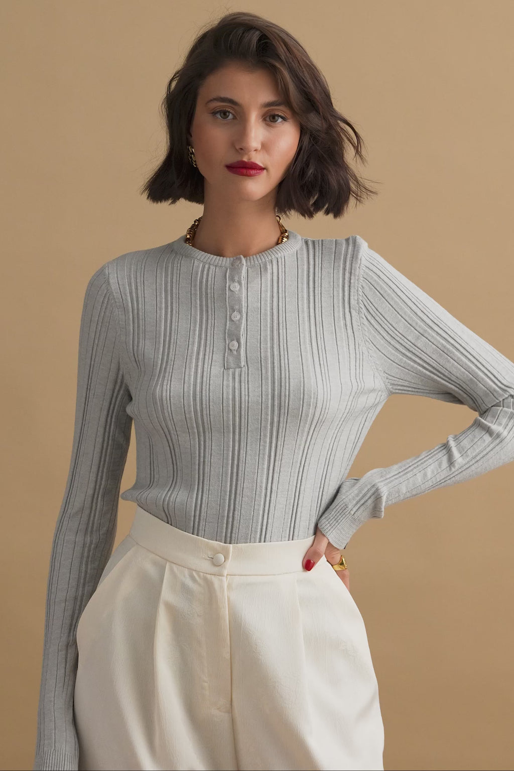 karavan clothing fashion KRVN well i did fall winter 24 25 luisa knitted top grey