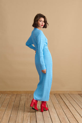 karavan clothing fashion KRVN well i did fall winter 24 25 renata knitted dress light blue