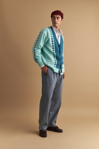 karavan clothing well i did fall winter 24 25 men collection rodri knitted cardigan aqua