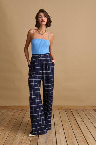 karavan clothing fashion KRVN well i did fall winter 24 25 aria trousers checked blue