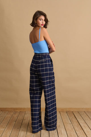 karavan clothing fashion KRVN well i did fall winter 24 25 aria trousers checked blue