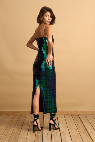 karavan clothing fashion KRVN well i did fall winter 24 25 christmas edition seraphina dress blue green