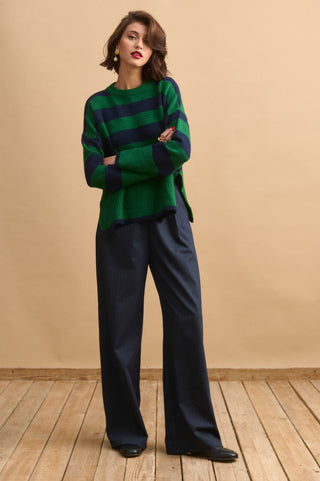 karavan clothing fashion KRVN well i did fall winter 24 25 teresa knitted sweater green blue stripes