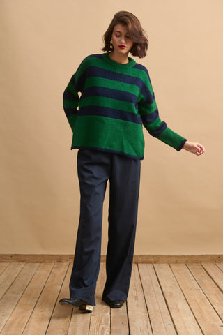 karavan clothing fashion KRVN well i did fall winter 24 25 teresa knitted sweater green blue stripes