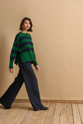 karavan clothing fashion KRVN well i did fall winter 24 25 teresa knitted sweater green blue stripes