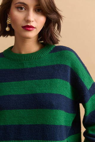 karavan clothing fashion KRVN well i did fall winter 24 25 teresa knitted sweater green blue stripes